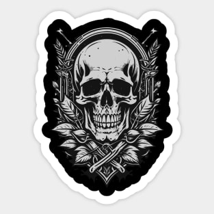 Monochrome Vintage Skull Sticker